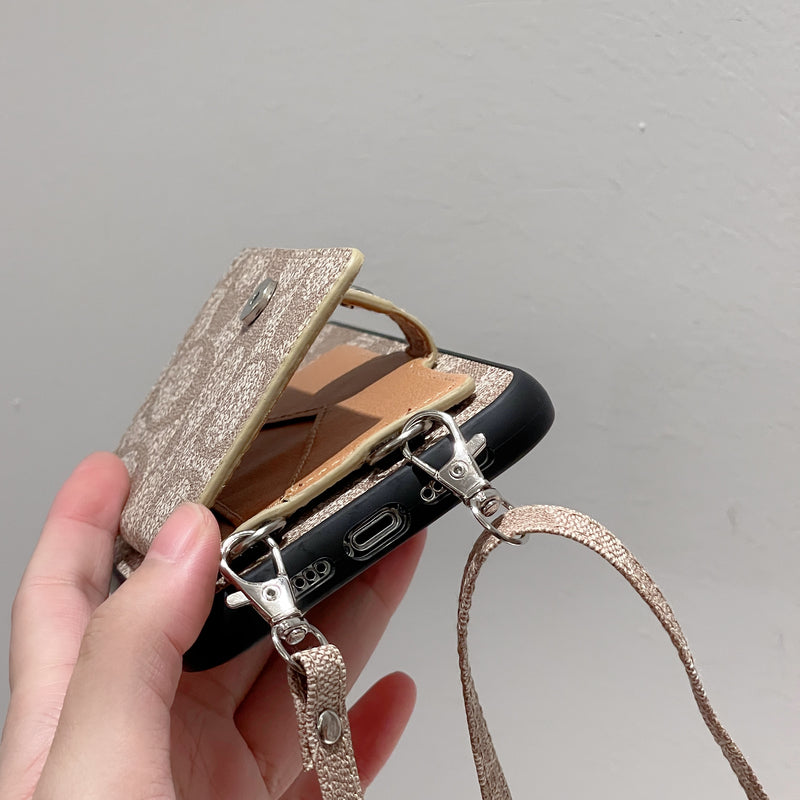 Custodia per iPhone Coach con portafoglio e cinturino bianco -szk240402