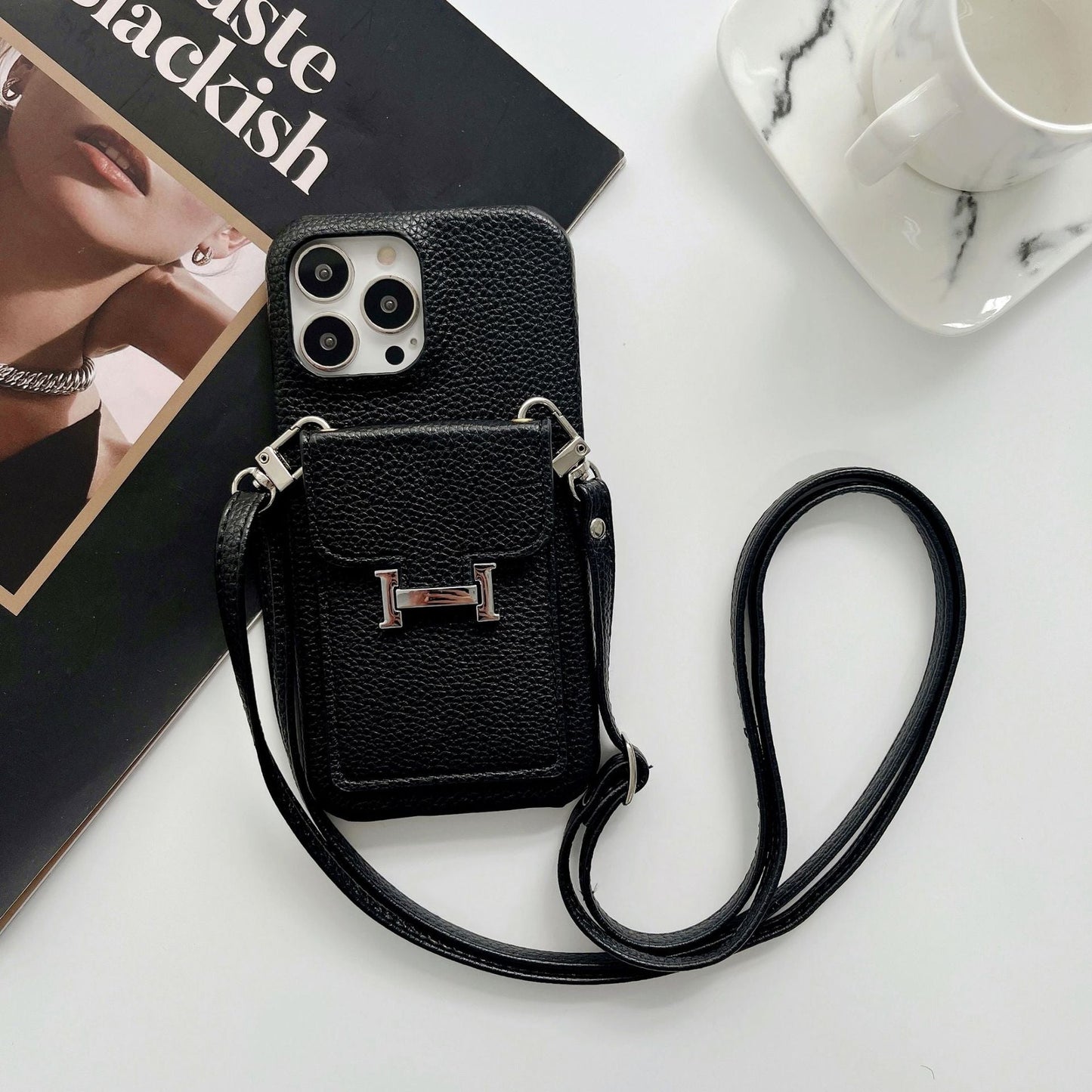 H kártya tartó bőrlánc iPhone tok