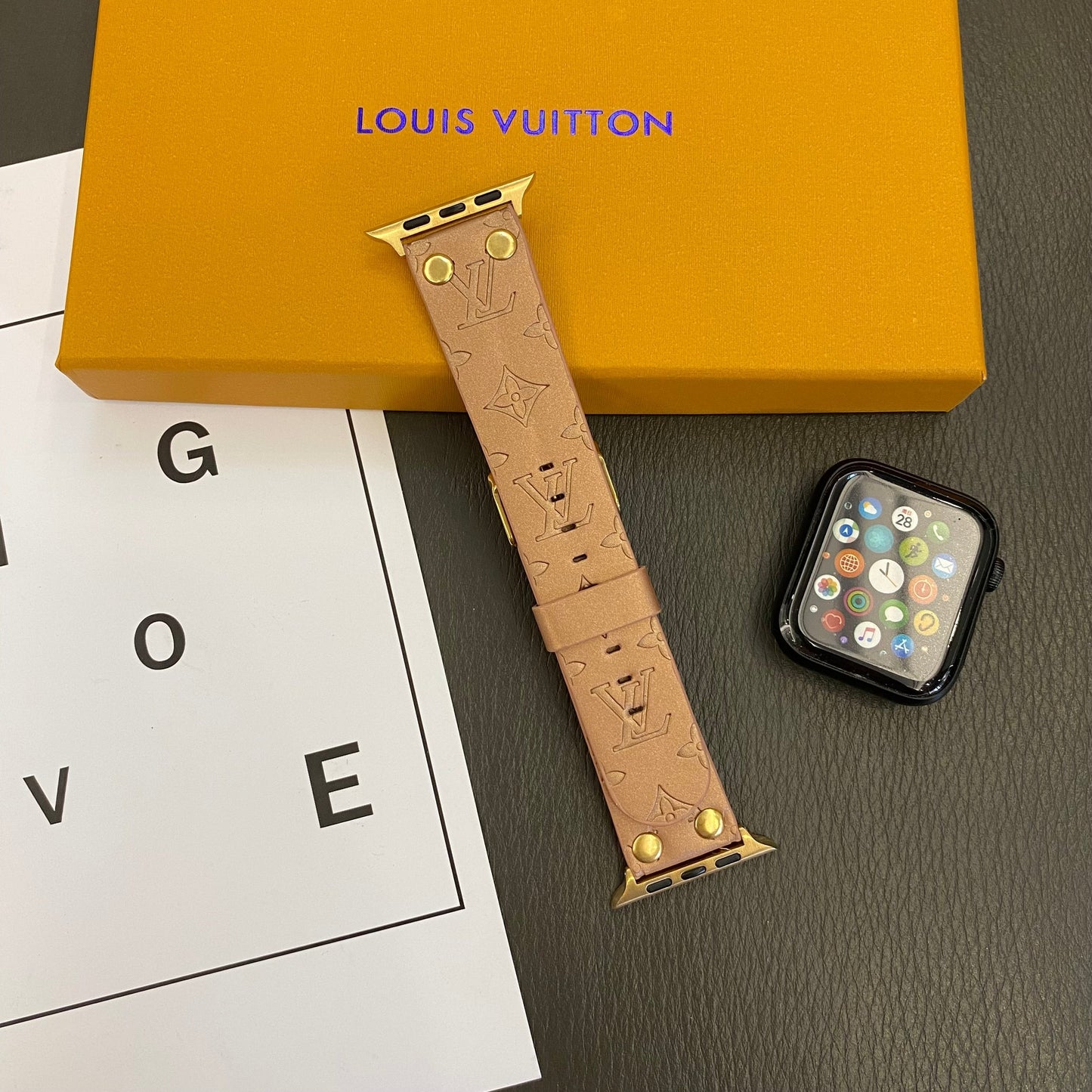 Armbånd de Rekchange Apple Aveec Décoration en nagler et monogramme en relieff Watch Bands