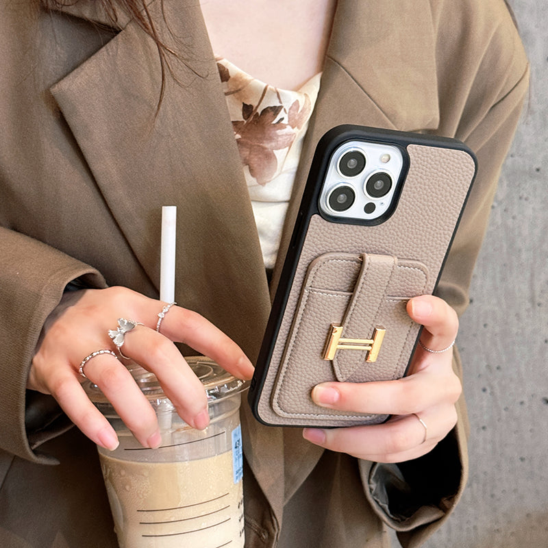 HカードホルダーレザーiPhoneケース