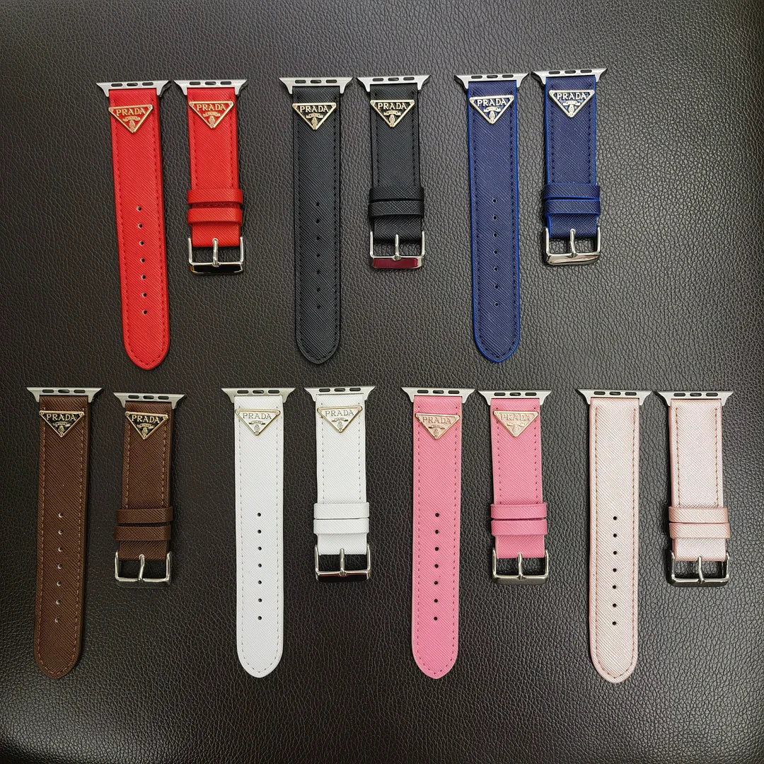 Dobbelt trekant Monogrammerket Label Leather Apple Watch Band