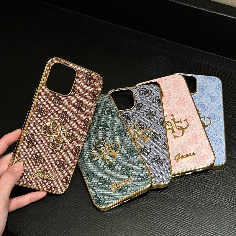 Gue Gold Logo Leather Case iPhone