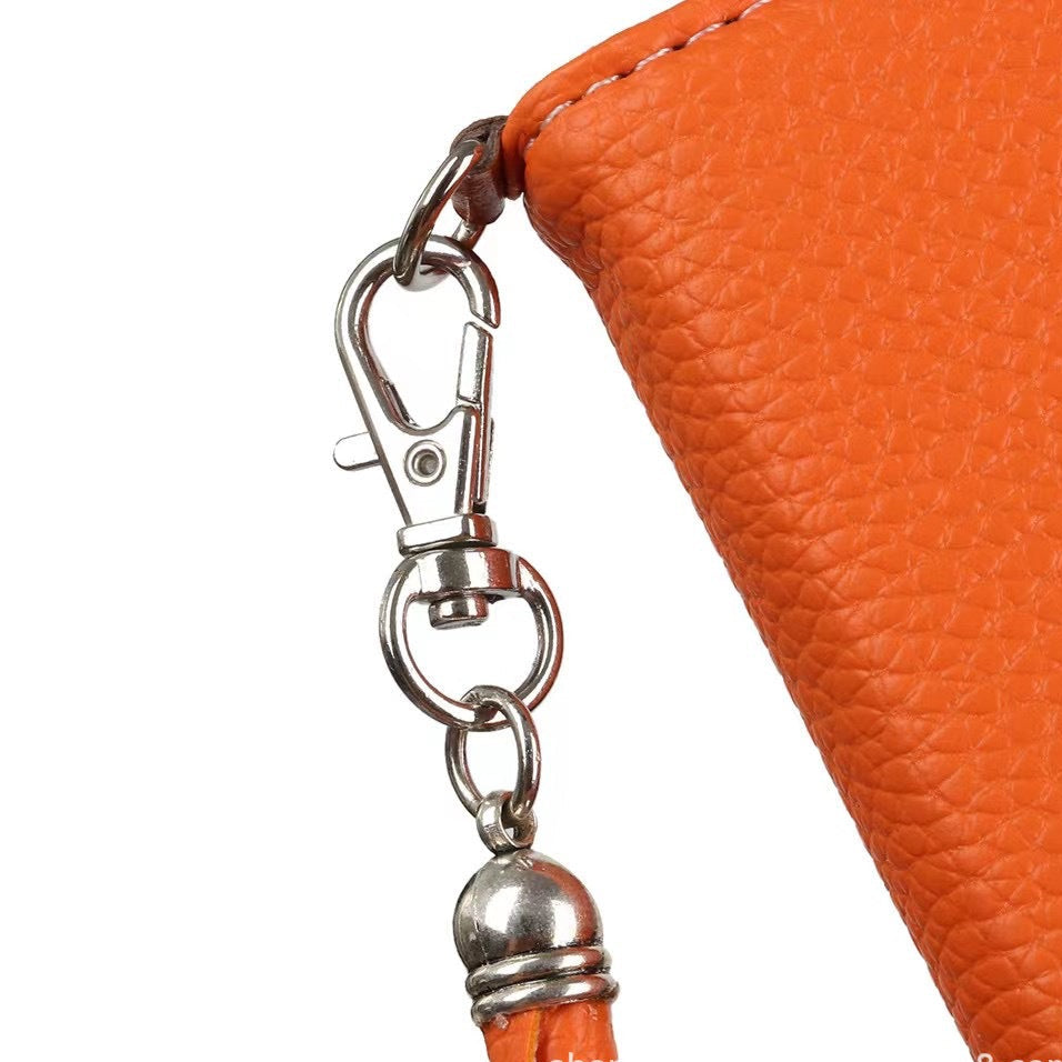 《🧡 Orange Lychee - Leder-Handyhülle | Brieftaschen-Design》