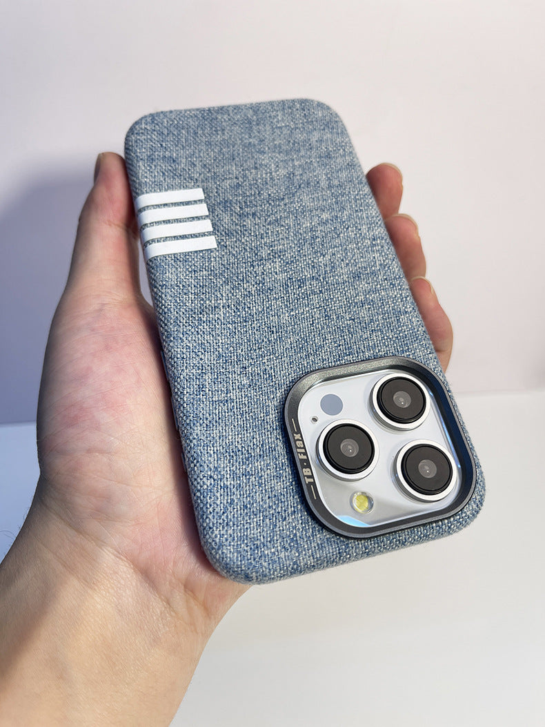 Premium vintage linned stof magnetisk telefon taske til iPhone