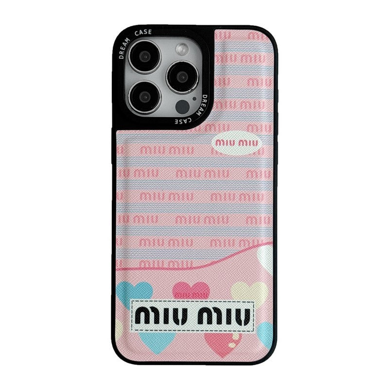Miu Green & Pink Leather iPhone Case