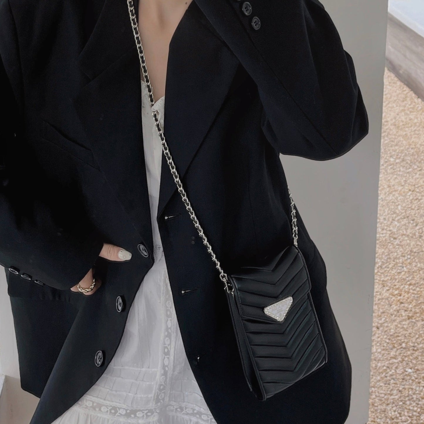 Crossbody skinn telefonpose