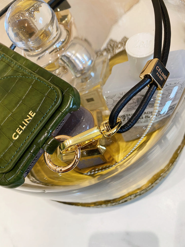 التماسيح طباعة علبة Celine iPhone مع حامل البطاقة وحزام الأخضر -EYP241415