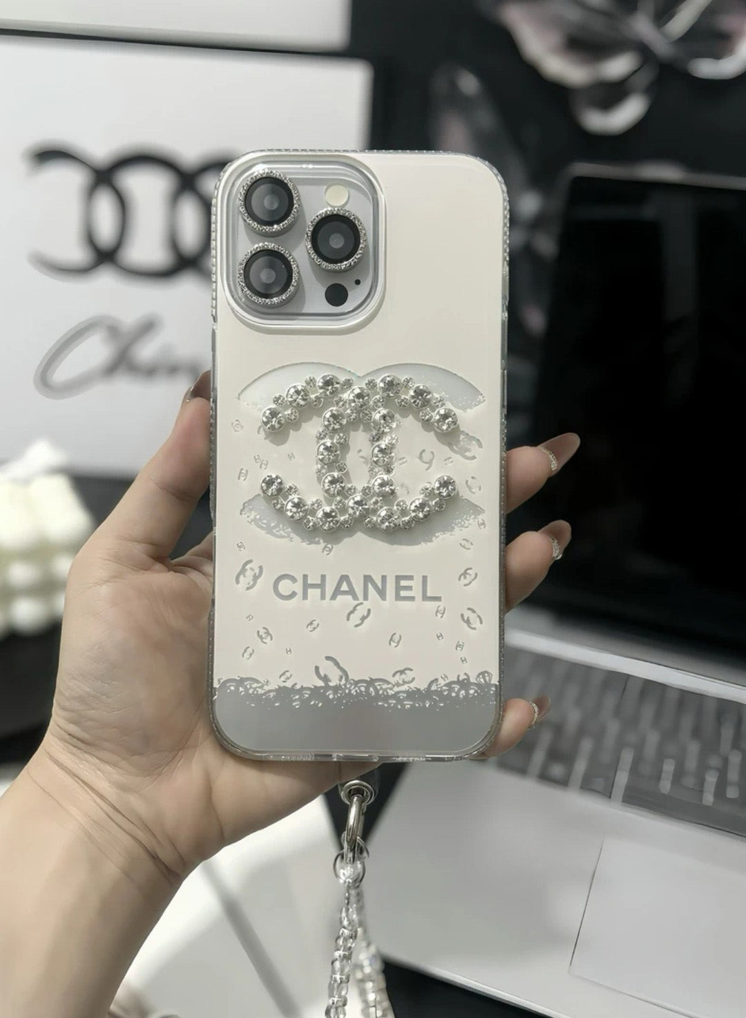 C.C Luxuriöse iPhone-Hülle mit Kristallen und Armband