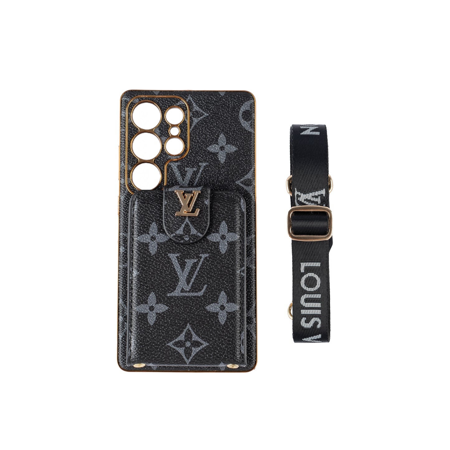 Lou Classic Leather Samsung Case With Card Wallet And Strap