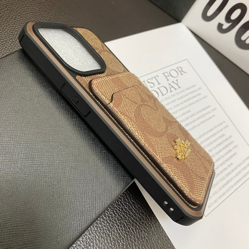 Coach iPhone Case με καφέ καφέ καρτών -kb241416