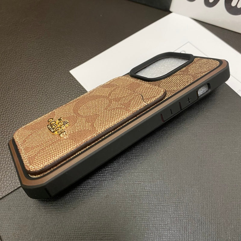 Coach iPhone Case με καφέ καφέ καρτών -kb241416