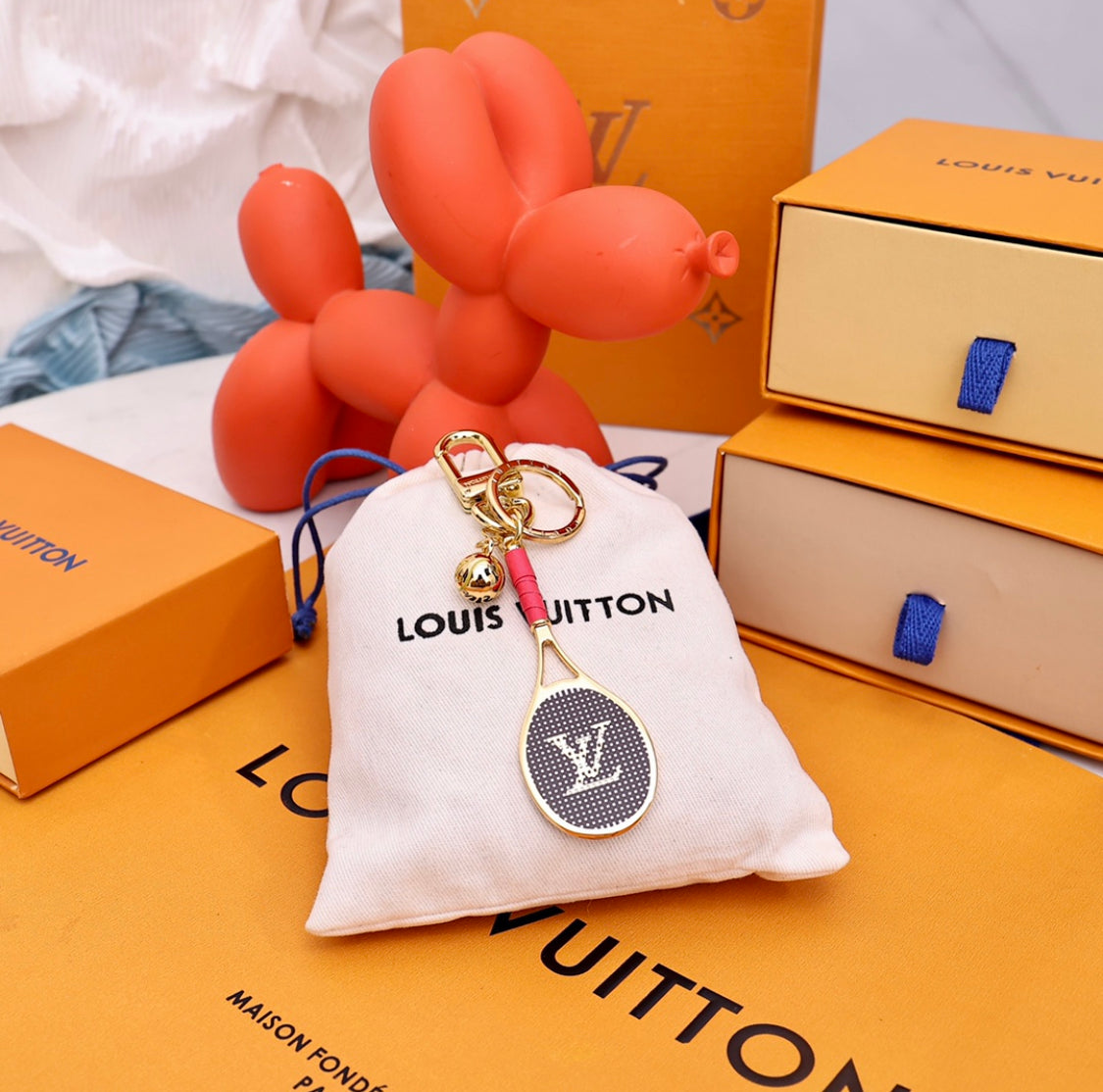 tennis Racket LV Keychain