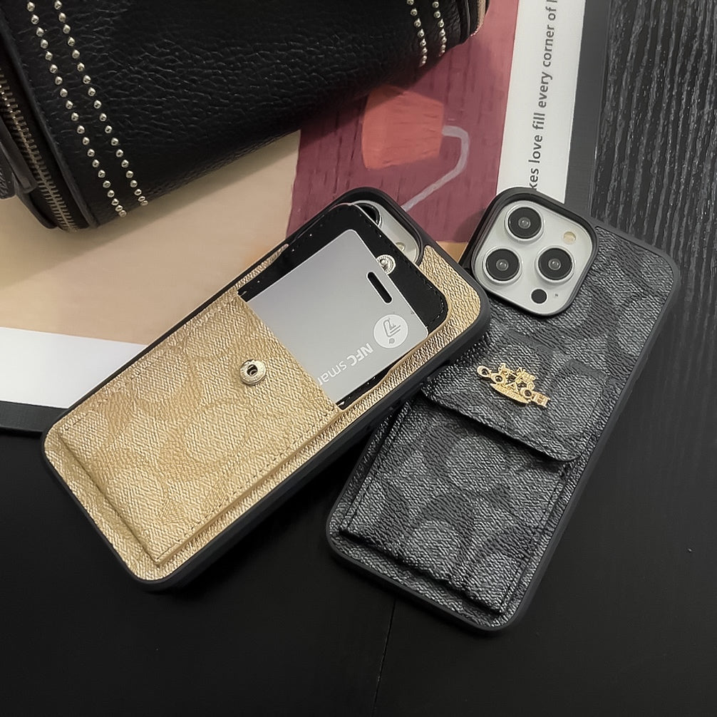 Coach iPhone Case με καφέ πορτοφολιού CARD -SZK240425