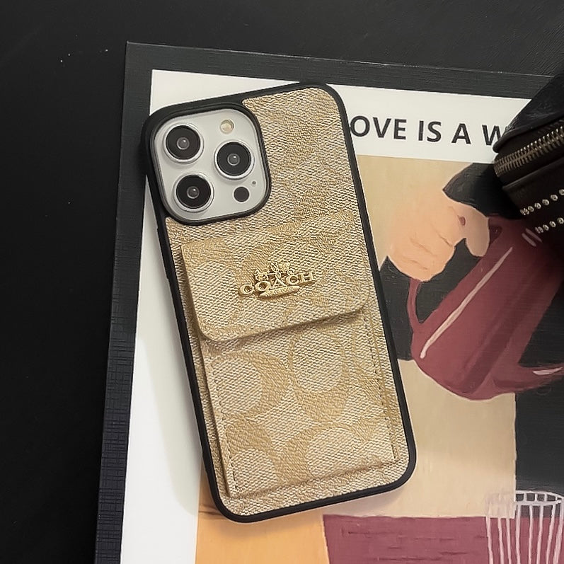 Coach iPhone Case με καφέ πορτοφολιού CARD -SZK240425