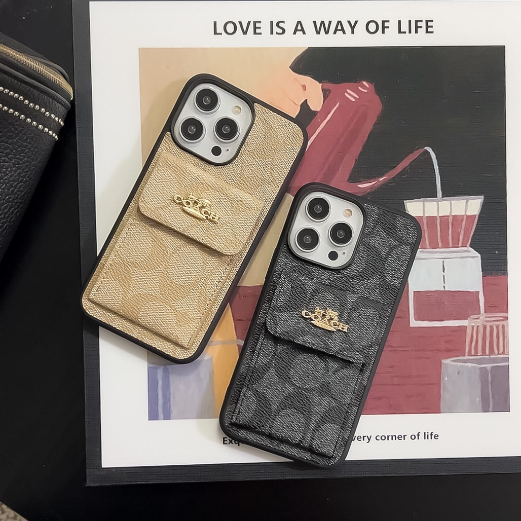Coach iPhone Case με καφέ πορτοφολιού CARD -SZK240425