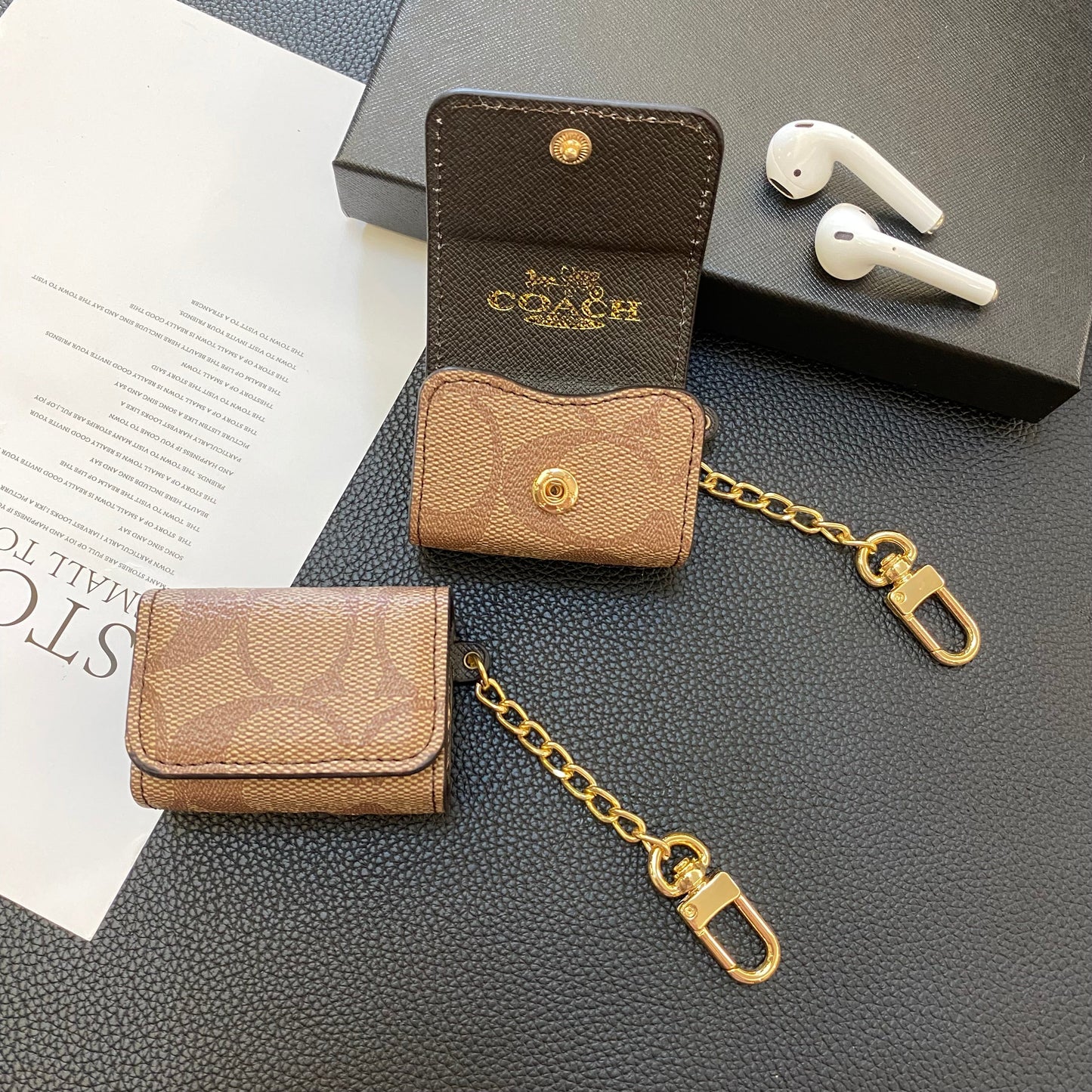 Luxus-Trainer Airpods Fälle hell Brown-Yh240425