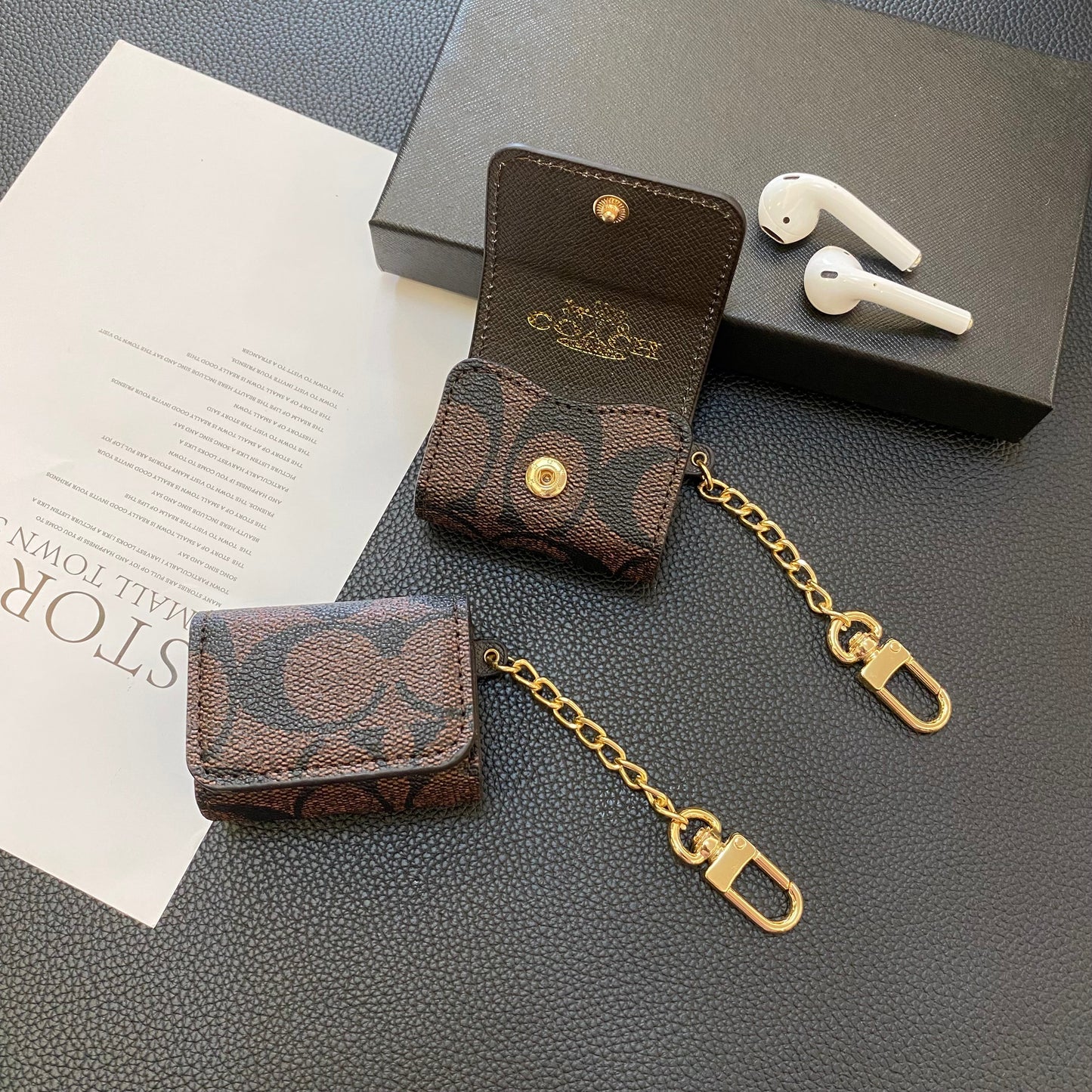 Luksustræner AirPods Sager mørkebrun-YH240425