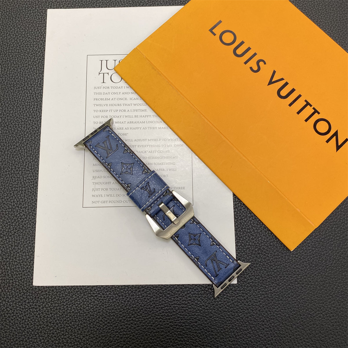 Lærmonogram Apple Watch Bands Leather Blue-Yh24422
