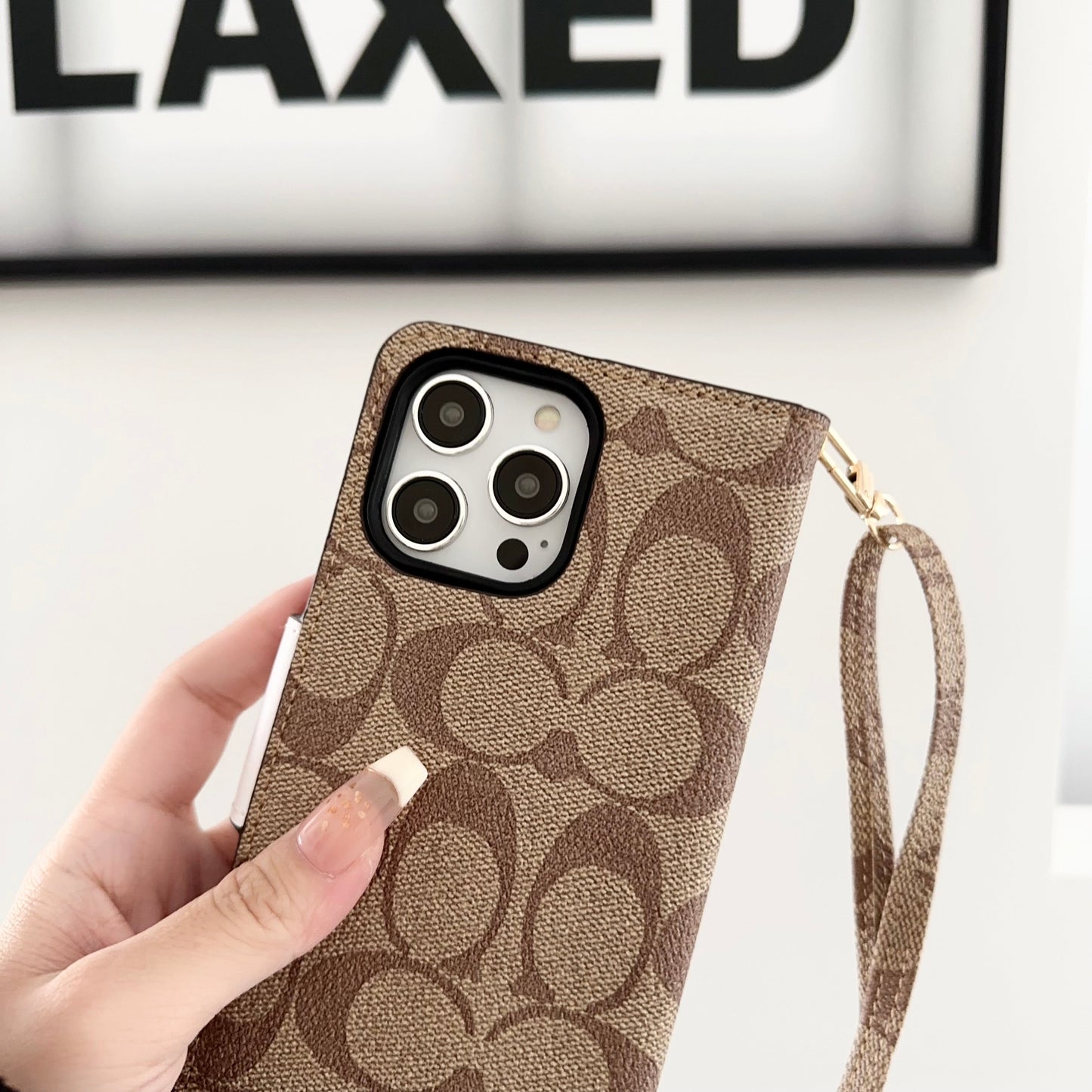 Custodia per iPhone Coach Custode in pelle con supporto per carta Brown-PTK241622