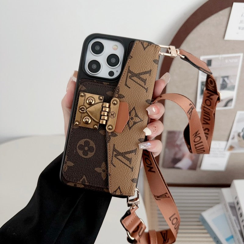 Lou zárkártya táska kereszttest lánc iPhone tok