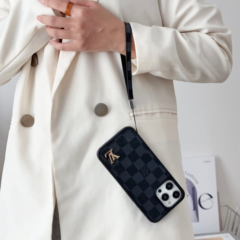 Custodia per iPhone a mano in bianco e manuale di Lou Black & White