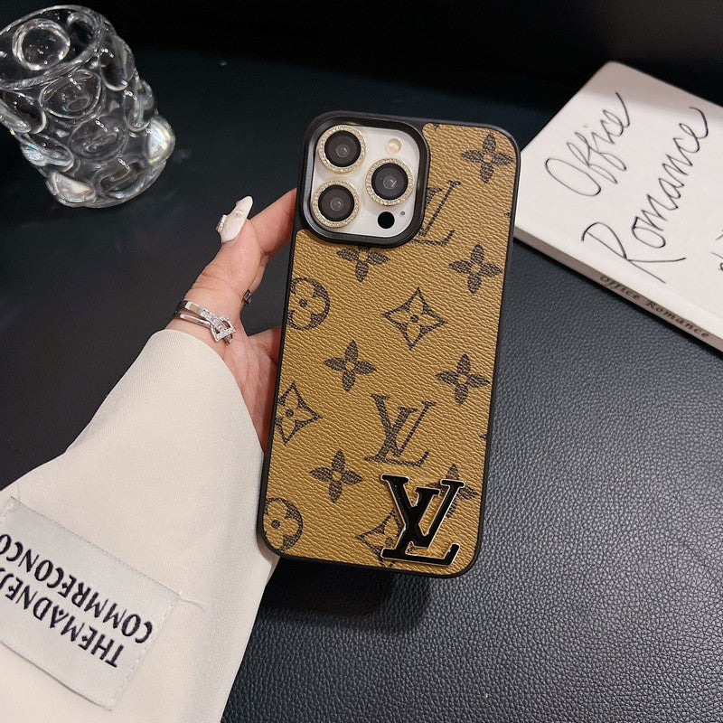 Lou fekete logó bőr iPhone tok