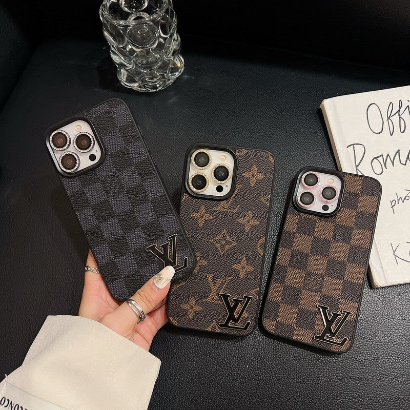 Lou fekete logó bőr iPhone tok