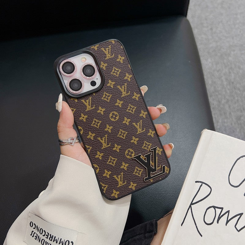 Lou fekete logó bőr iPhone tok