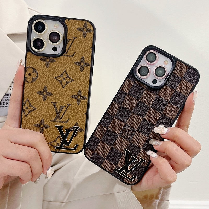 Lou fekete logó bőr iPhone tok