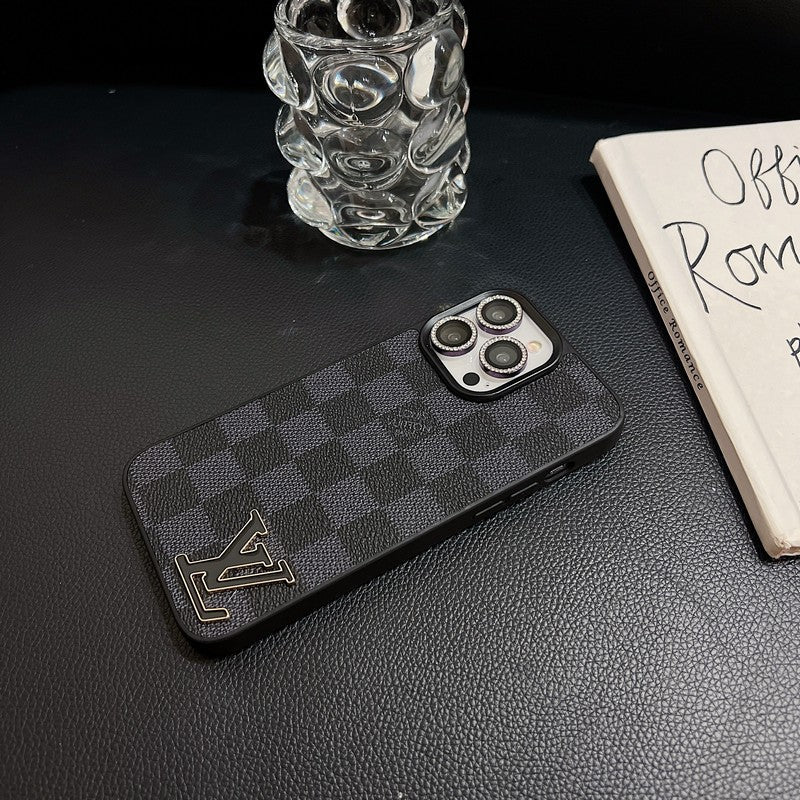 Lou fekete logó bőr iPhone tok