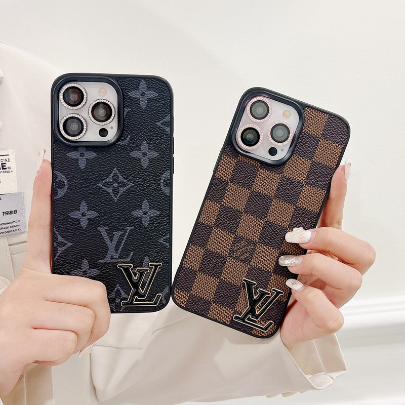 Lou fekete logó bőr iPhone tok