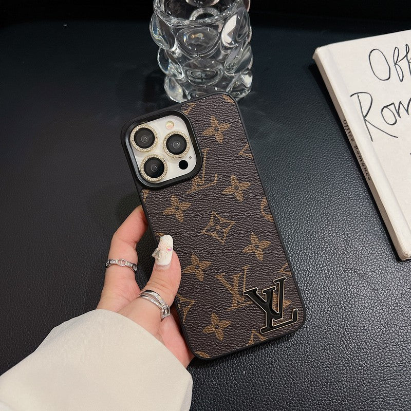 Lou fekete logó bőr iPhone tok
