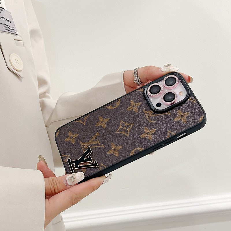 Lou fekete logó bőr iPhone tok