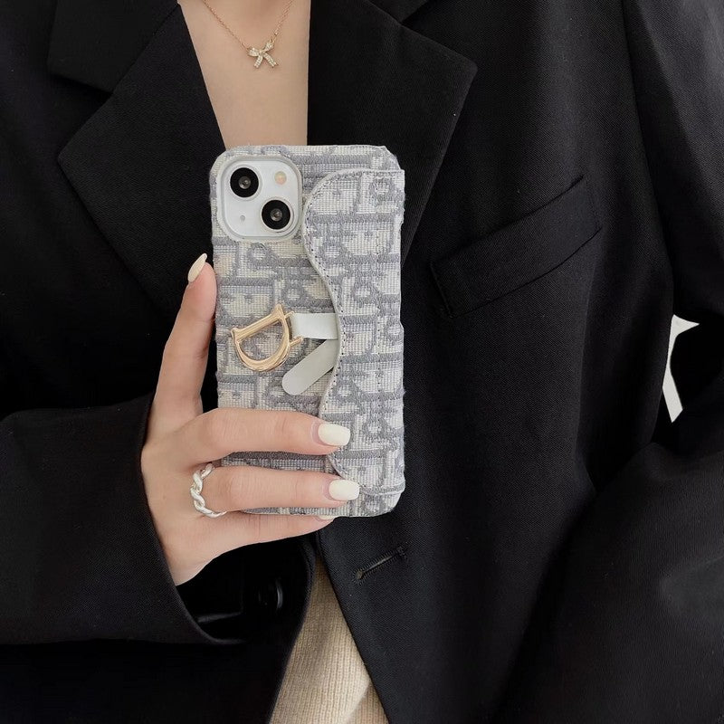 CD fekete és szürke szövet iPhone tok
