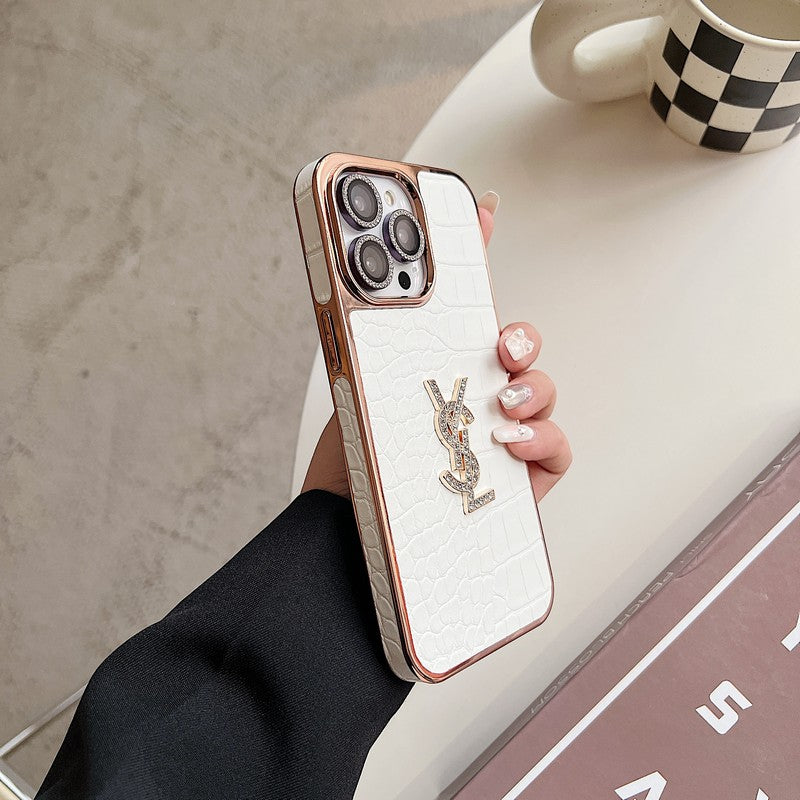 Szent színű bőr rózsa arany iPhone tok