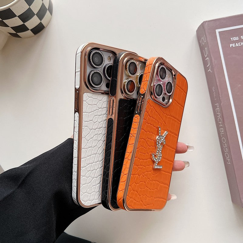 Szent színű bőr rózsa arany iPhone tok