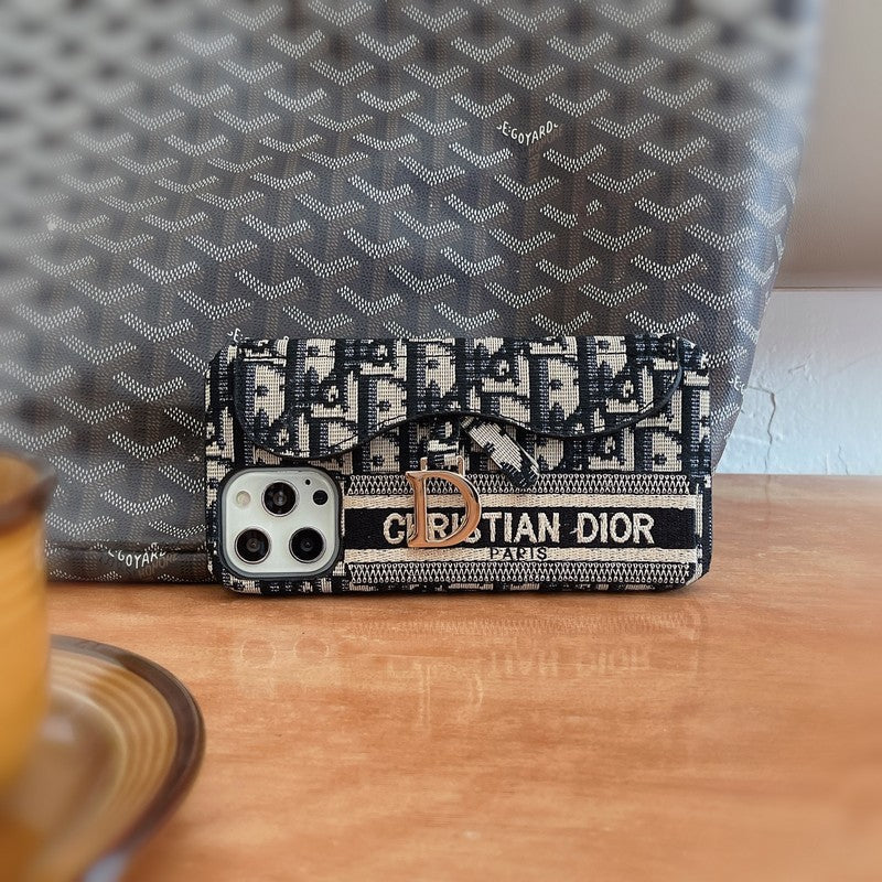 CD Black & Grey Fabric Card Bag iPhone Hülle