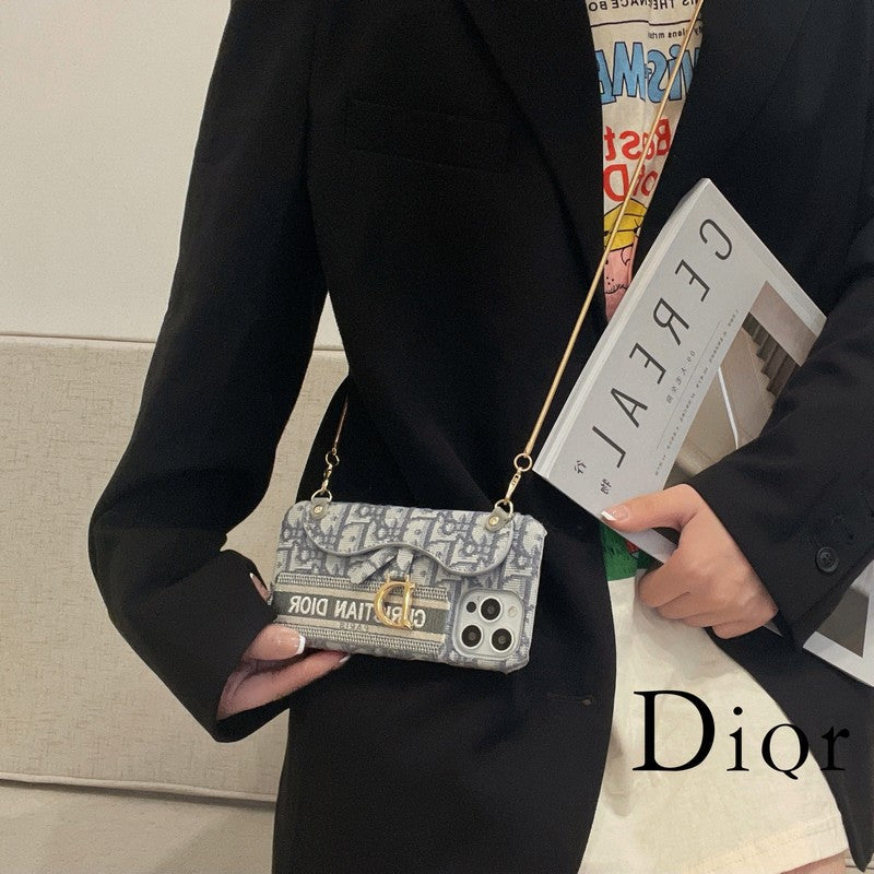 CD Black & Grey Fabric Card Bagbody iPhone Case