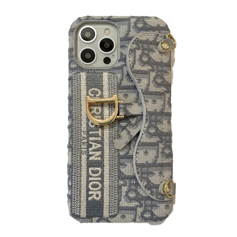 CD Black & Grey Fabric Card Bagbody iPhone Case
