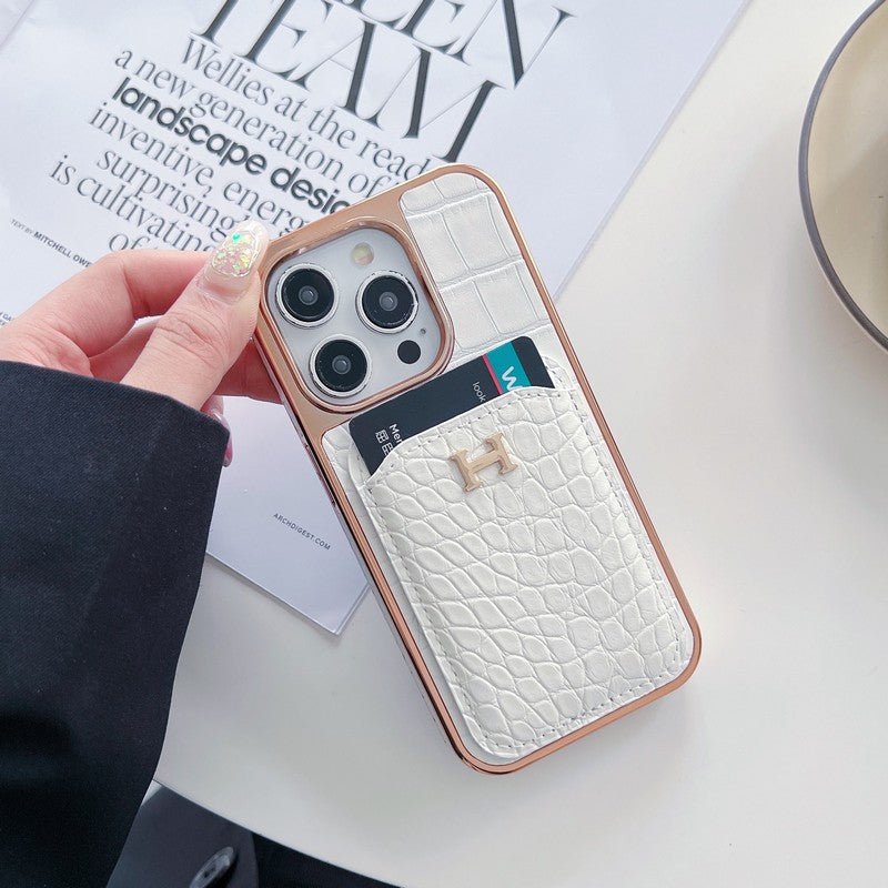 H rózsa arany bőr iPhone tok