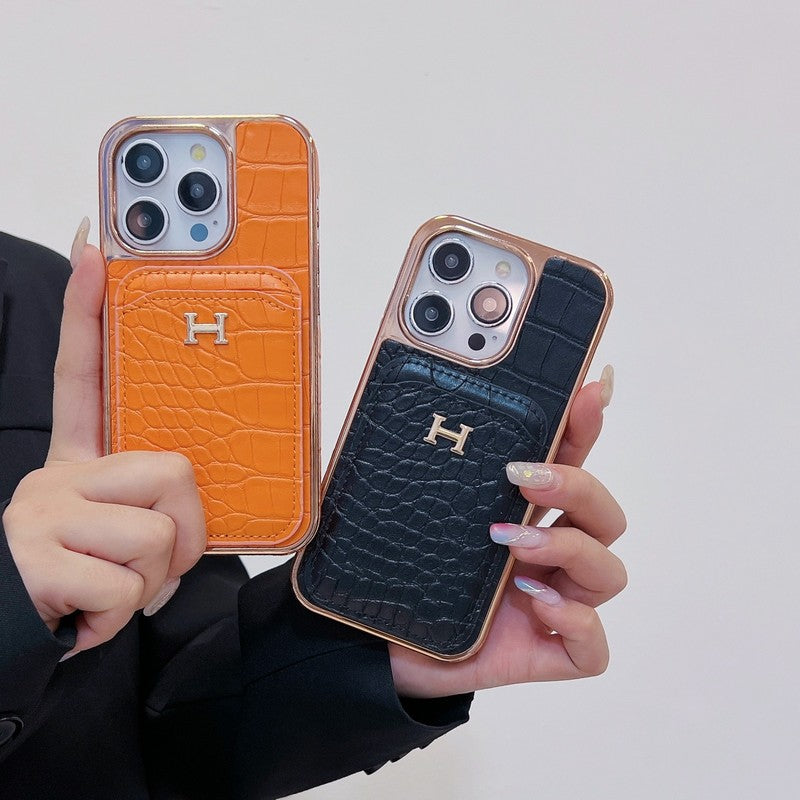 H rózsa arany bőr iPhone tok