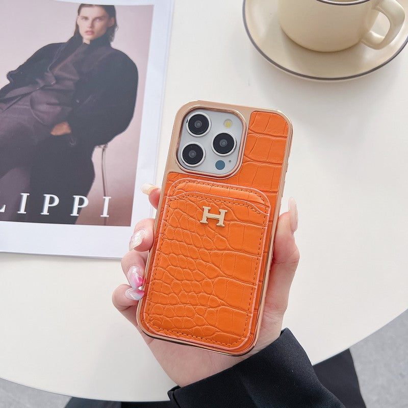 H rózsa arany bőr iPhone tok
