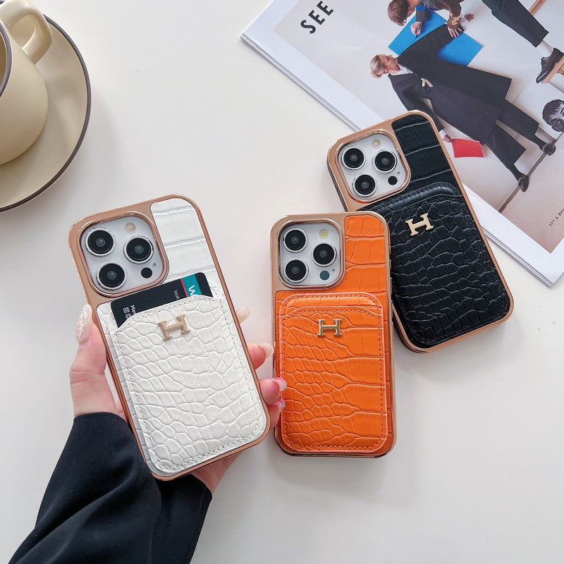 H rózsa arany bőr iPhone tok
