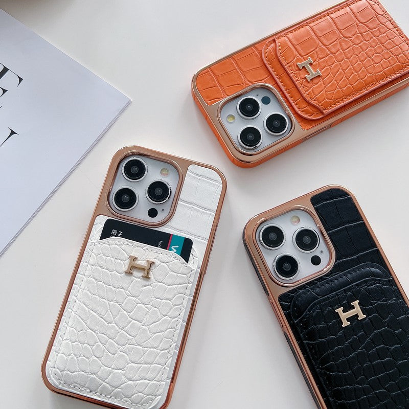 H rózsa arany bőr iPhone tok