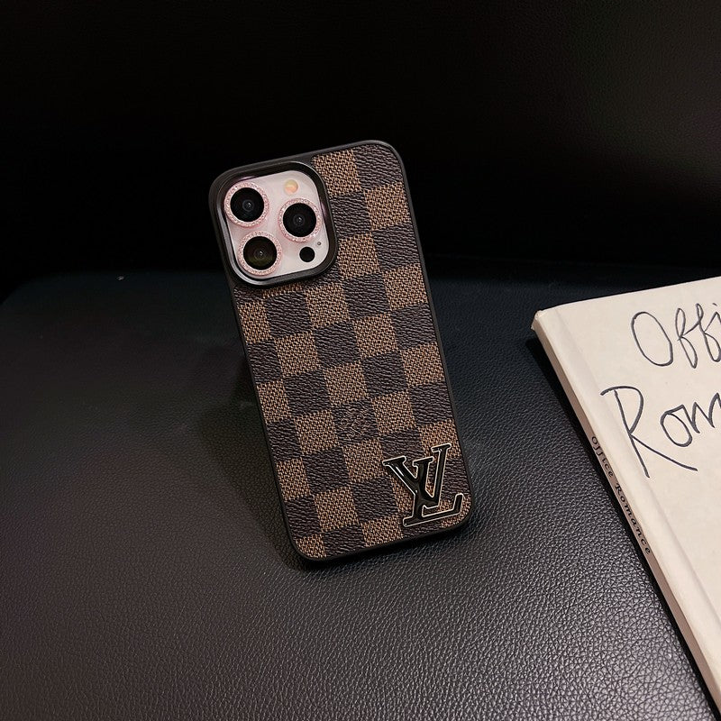 Lou fekete logó bőr iPhone tok