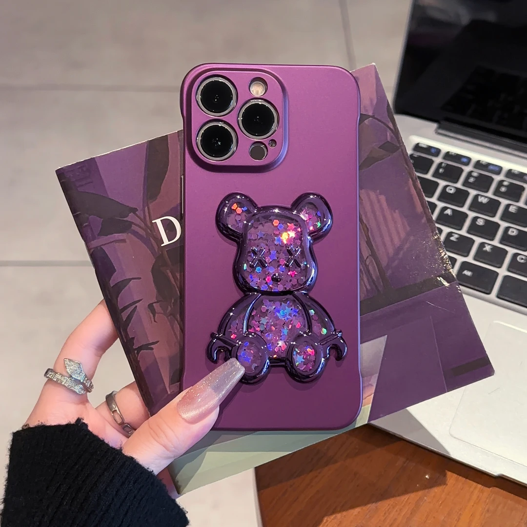 Purple Flowing Sand Violent Bear Phone Case