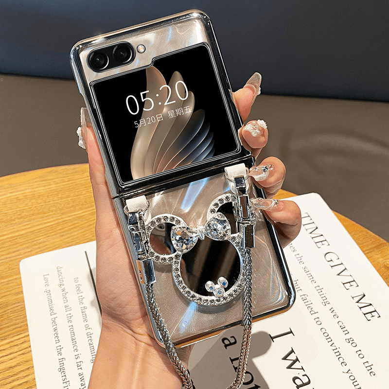 Samsung Makeup Mirror Hand Srebrny łańcuch Galaxy Z Flip 6/5/4/3 Case