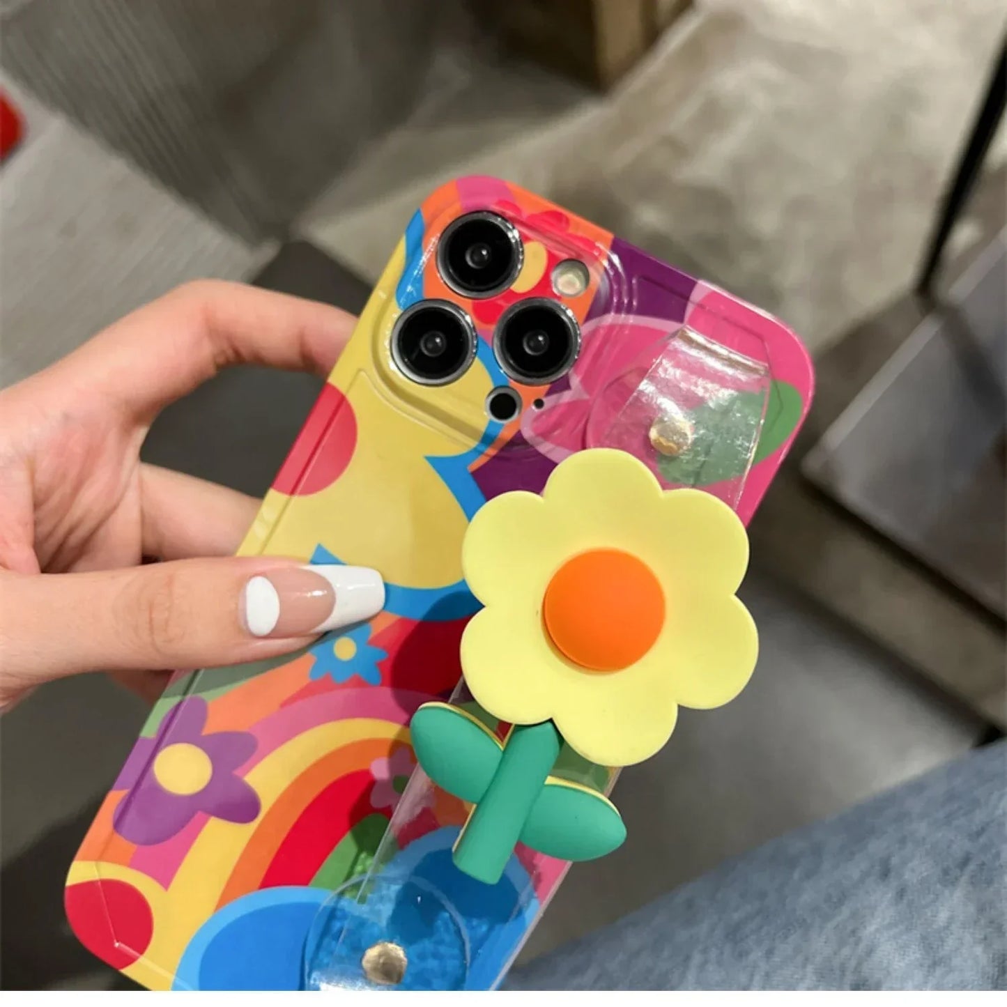 Virág a zsinór nyaki heveder szilikon iPhone tokjával