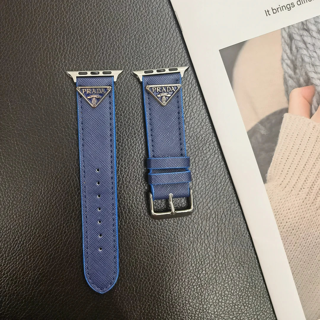 Dobbelt trekant Monogrammerket Label Leather Apple Watch Band