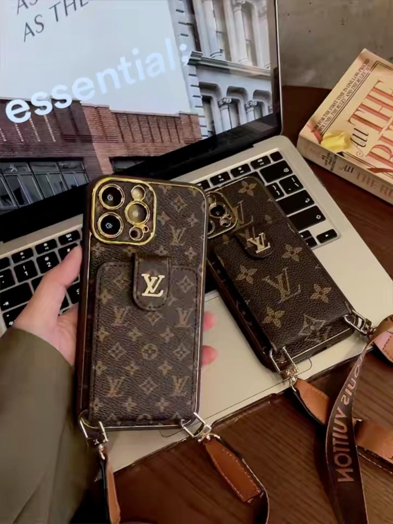 Avanceret læder iPhone -taske med kort tegnebog og rem